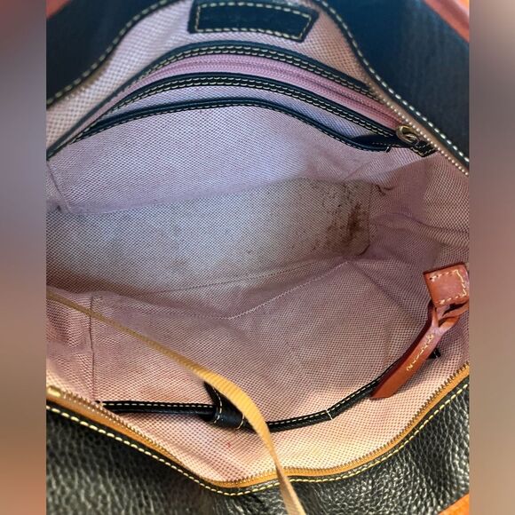 Dooney & Bourke Black and Tan Leather Tote Bag with Dust Bag - Picture 10 of 14